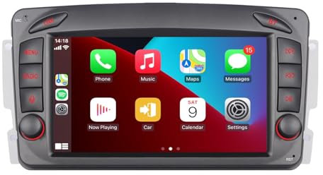 Autoradio kompatibel mit drahtlosen Carplay/Android Auto für Mercedes Benz CLK W168 W203 W209 W639 Vaneo W463 C208 W208 W170 mit IPS -Touchscreen/Bluetooth/Mirror Link/FM/AM/USB