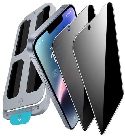 BENKS Sichtschutz für iPhone 14 Plus,13 Pro Max (6,7) Anti-Spähen Privatsphäre Schutzfolie Panzer Schutz Glas Folie Displayschutz mit Schablone - 2 Stück