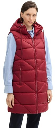 Tom Tailor Damen Longstyle Steppweste,35930 - Deep Red, XXXL