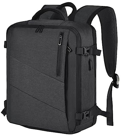 Leyrica Handgepäck Rucksack 55x40x20, Reiserucksack Tasche Wasserdichter Flugzeug Carry-On Reisetasche Handkoffer Tagesrucksack (Schwarz)