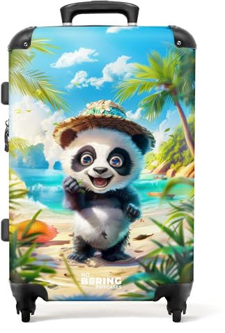 NoBoringSuitcases.com Kinderkoffer, Koffer Personalisiert, Kinderkoffer Mädchen, Koffer Groß, Koffer Kinder, TSA, Koffer Mädchen, Reisekoffer Groß, Koffer Mittelgroß (Panda - Tropisch, 67 cm - 72 L)