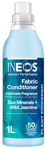 INEOS Next- Gen Long Lasting Fabric Conditioner Sea Minerals + Wild Jasmine (50 Washes), Plant Powered, Odour Removal, Softens + Protects