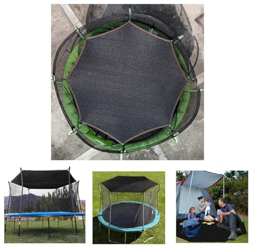 6/8/10/12/14/16FT Trampolin Sonnenschutz Sonnensegel, Trampolin Sonnenschutz Abdeckung,Ø 183 244 305 366 427 488 cm Trampolin Sonnenschutznetz, Sonnenschutz & Anti-UV（Nur Abdeckung）(Black,14FT 8 poles