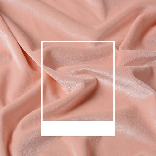 AMateschitz Samtstoff Meterware Doppelseitige Samt Stoff Plüsch Pannesamt Dekostoff Weich Elegant Baumwollsamt, Einfarbig in 24 Farben, für DIY Nähen Vorhänge Bühne Kostüm Dolls Pfirsichrosa 1M*1.6M