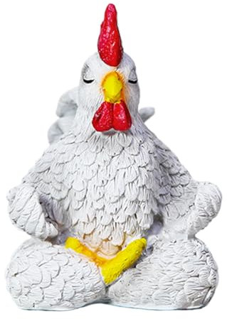 shjxi Hahn-Statue, Yoga-Huhn-, Moderne Kunst-Skulptur aus Kunstharz, lustige Sammlerfigur, Schreibtischzubehör, Tischdekoration, Tierfigur für Zuhause und Arbeitsplatz