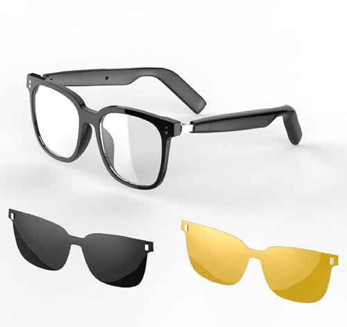 Boannice Smart Eye Glasses, Bluetooth 5.4 Gafas de Sol de Audio, 98% UV/Bloqueo de Luz Azul,Asistente de Voz, IPX4 Conducción de Aire, Adecuado para Oficina/Conducción/Uso al Aire Libre