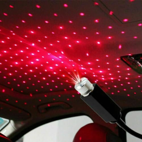 Mini Red Led Star Projector Night Light, Interior Car Lights, Adjustable USB Night Light, Romantic Auto Roof Ceiling Lamp for Bedroom, Ceiling and Party Lighting Decoration