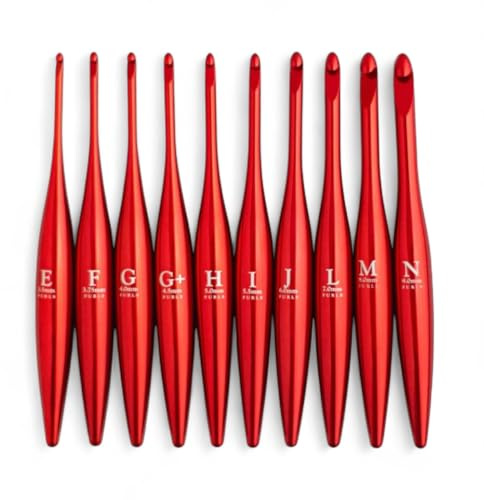 Furls Crochet Hook, Limited Edition Red Streamline Metall, ergonomischer Griff, Häkelnadeln, 17,8 cm (rotes Streamline Metall, K - 6,50 mm)