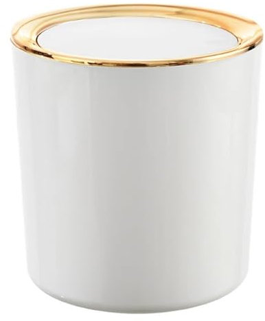 Zuxbolf Mini Poubelle avec Couvercle, 2 Litres Poubelle de Table avec Couvercle à Bouton-Poussoir Mini Poubelles Salle de Bain pour Bureau, Coiffeuse,Table de Chevet, Cuisine et Chambre Blanc