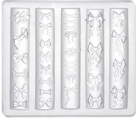 lasuroa Bow Nail Mold, 3D Silicone Transparent Bow Nail Moulds Carving Template for Craft Project Women Fingertip Art Decoration