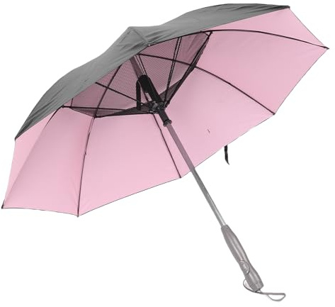 Luocute 8 Bone Sun Umbrella, Spray Fan, Aluminium Alloy Fiberglass, Double Layer Protecting, Rechargeable TYPE C, Cooling Fan, Water Bottle with Fina, Smartwater, UPF 50+, 3 High Speed (Pink)