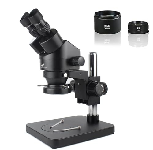 DPXTFJKDS 7X - 45X Continuous Zoom Magnification Stereo Microscope Industrial Binocular Microscope LED Ring Light For Phone PCB Soldering(Silver)
