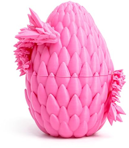 Flavery 3D Printed Dragon Egg- Rose Pink - Surprise Egg Toy | Large Egg with 12 Flexible Crystal Dragon Inside, 3D Printed Gift for Birthday,Christmas, Desk Executive Pet, Figurine Decor