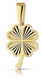 LAMUR Gold Anhänger Schmetterling 585 – Eleganter Echtgold Damenanhänger 14K (diamantiertes Kleeblatt)