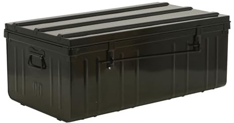 PROREGAL Metall Transportbox GELDO | 37x90x50cm 166,5 Liter Feuerhemmender Stahl M1 | Stapelbar Abschließbar | Anthrazit | Aufbewahrungsbox Werkzeugkiste Tropenkiste