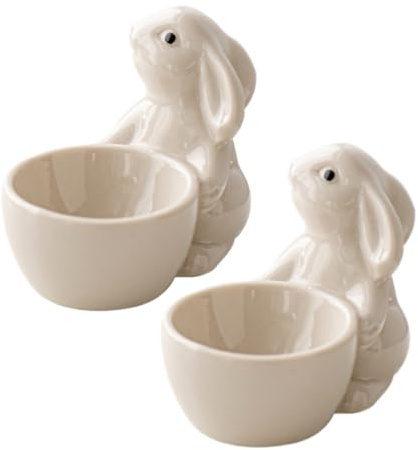 Egg Cups Set of 2, Ceramic, Cute Animal Design, Porcelain, Egg Holder, Tableware Decoration, Gift, Christmas, Birthday, Family, Friends, Children