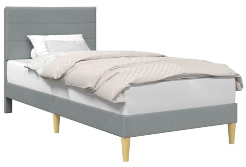vidaXL Bettrahmen mit Kopfteil Hellgrau 100 x 200 cm Stoff, Moderner Bettrahmen für Dein Schlafzimmer, Elegantes rechteckiges Design, schicke Wohnmöbel, stilvolle Schlaflösung, Cooler Akzent