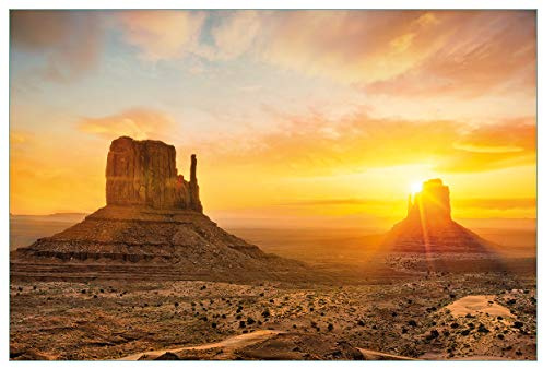Wallario Küchenrückwand selbstklebend 90 x 60 cm, Motiv: Monument bei Sonnenuntergang | Spritzschutz abwischbar & pflegeleicht