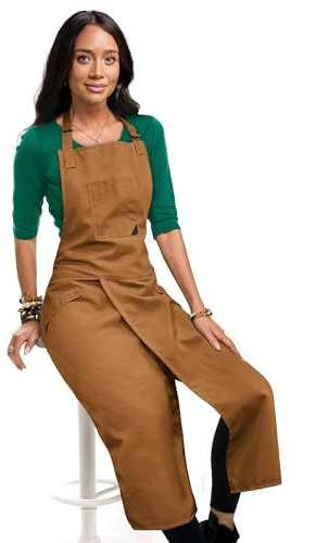 Under NY Sky Pottery Apron, Overlapping Split Leg, Extra Coverage, Caramel