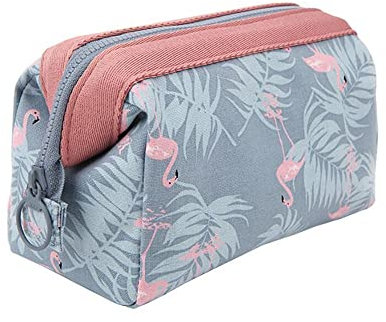 Trousse de Toilette,Portable Multifonction Sacs Cosmétique en Coton de Polyester Imperméables Trousse Maquillage Flamingo pour Femmes Filles