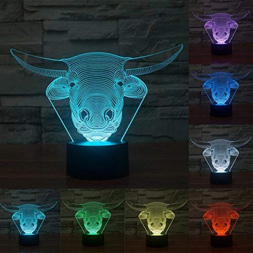 Jinson well 3D Kuh Bulle Lampe optische Illusion Nachtlicht, 7 Farbwechsel Tisch Schreibtisch Dekoration Lampen perfekte mit Acryl Flat ABS Base USB Kabel kreatives Spielzeug