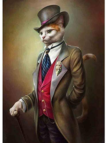 Aya611 Vintage Style Animaux Toile Peinture Cerf Chat Chien Portrait Affiches et Impressions Nordic Wall Art Photo pour Salon Décor50cmx70cm No Frame