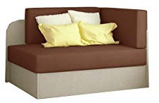 MOEBLO Schlafsessel, Sofa mit Schlaffunktion und Bettkasten,Couch für Kinderzimmer, Schlafsofa Schaumstoff Sofagarnitur Polstersofa - Raisa (Braun+Beige (Alova 12+Alova 07))
