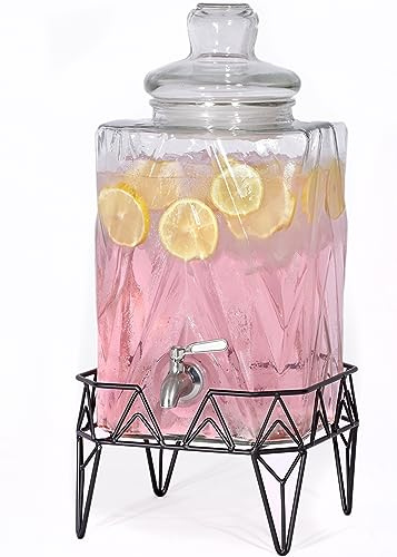 Glacial Ice Getränkespender aus Glas mit SS-Zapfen und Ständer, 7,5 l