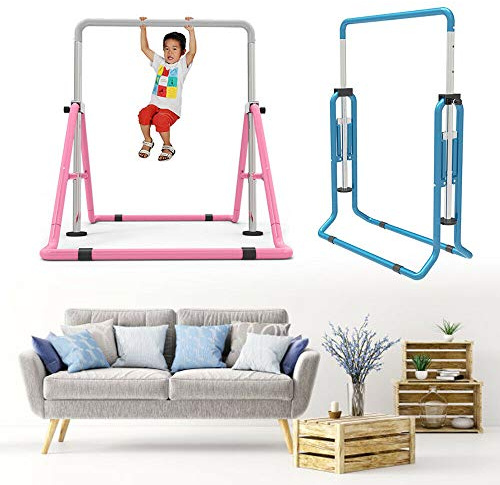 TFCFL Gymnastik horisontell bar träning barn expandable gym sportutrustning träningsutrustning utomhus höjd justerbar 129 cm, blå (blå)