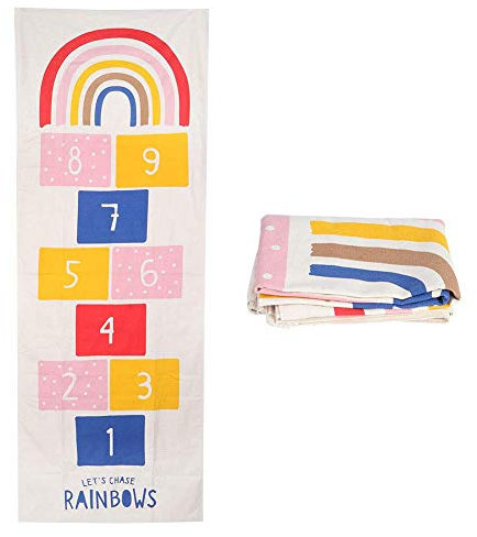 Garosa Hüpfspiel Teppich Hüpfkästchen, Indoor Hopscotch Kinderspielteppich für Spielzimmer, Kindergarten
