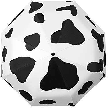 Umbrella Parapluie À Motif Vache, Pluie Ou Soleil, Compact Et Portable, Parapluie Pliant Entièrement Automatique, Revêtement en Vinyle, UPF50 +, Cadre Résistant Au Vent