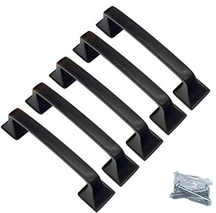 BRESKO 5 Stk. Möbelgriff Schrankgriff Schubladengriff Dekor Kupfer alt/Bohrabstand 96 mm