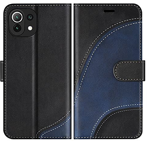 BoxTii Cover per Xiaomi Mi 11 Lite, Custodia in PU Pelle Portafoglio per Xiaomi Mi 11 Lite, Magnetica Cover a Libro con Slot per Schede, Nero