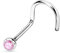 Warrior Nasenpiercing Steriler Titan Nasenstecker Gebogener Nasenstecker mit tschechischer rosa Kristallkugel 22G (0,8 mm) Länge 6,5 mm x 2,5 mm