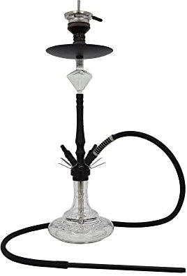 DIAMOND HOOKAH Premium Mittel Aluminium RPO3A Shisha Set, Wasserpfeife Shisha Edel Komplettset mit 4 Anschlüsse. 18/8 Schliff, Klickanschluss und Diamanten Molassefänger (Schwarz)