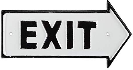 Relaxdays 2 x Exit Schild, Dekoschild für Wand & Tür, Antik-Design, Pfeil rechts, Beschilderung, Gusseisen, weiß/schwarz