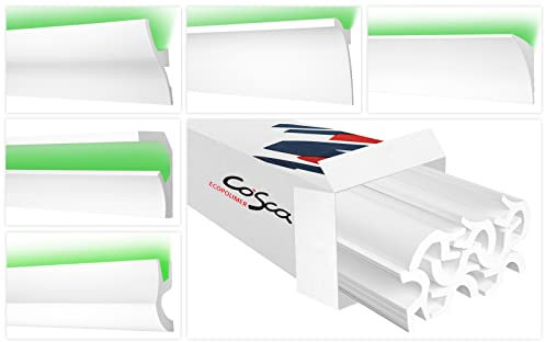 COSCA LED Stuckleisten aus Ecopolymer - Wand & Deckenleisten indirekte Beleuchtung, extrem resistent - (CK24-20 Meter) Wandprofil Kunststoffleisten Hexim