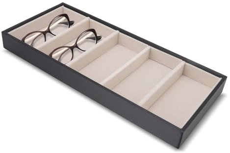 Vassoio Porta Bicchieri per Cassetto, 5 Griglie Organizzatore per Occhiali Sole Donna Uomo Senza Coperchio, impilabile Scatola Porta Occhiali Espositore, Espositore per Gioielli,Supporto per Orologi