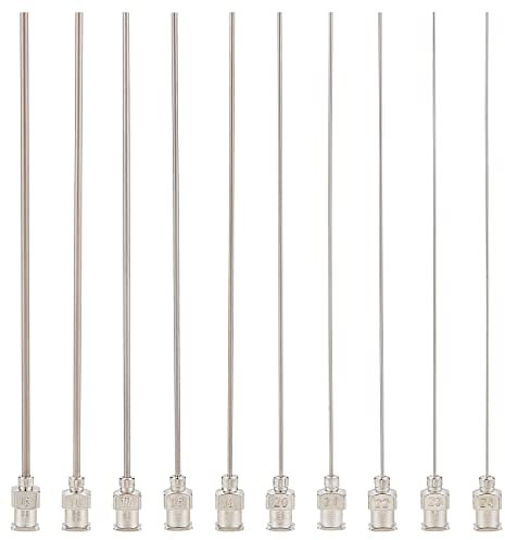 BENECREAT 10PCS 4 Zoll Dispensing Needle 10 Stumpfe Spritzennadeln In Gemischter Größe mit Messinggelenk zum Nachfüllen von Klebespritzen, 15/16/17/18/19/20/21/22/23/24G
