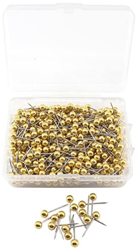 500Pcs Novelty Cute Push Pin World Travel Map Pinboard Round Head Thumb Map Tacks Push Pins Small Size Gold School Office Supplies