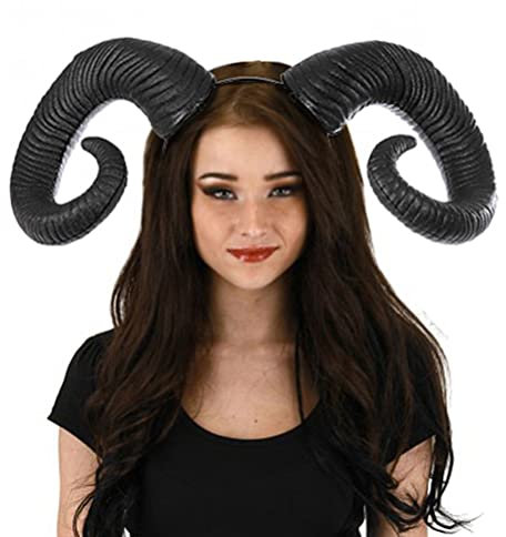 Mobestech Devil Horns Devil Horns Halloween Bull Horn Headband Devil Horns Headband Black Cow Horn Hairband Goat Horns Headpiece for Party Decor Cosplay Costume Use Ram Horns Ram Horns