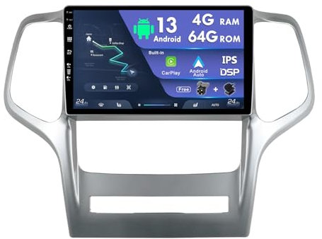 MISONDA |4G+64G| 2 DIN Android 14 Autoradio Carplay DSP GPS Navi Für Jeep Grand Cherokee WK2 2008-2013 Rückkamera+MIC |9 Zoll IPS| Unterstützt Spiegellink/Lenkradsteuerung/4G/WiFi/BT5.0/DAB