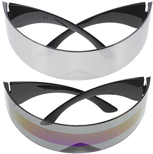 BESPORTBLE Sonnenbrillen Futuristische -Around-Brille 2 Stück Zyklop- -Sonnenbrille 80Er-Jahre-Party-Cosplay-Spiegelbrille für Damen Und Herren Verspiegelte Sonnenbrille