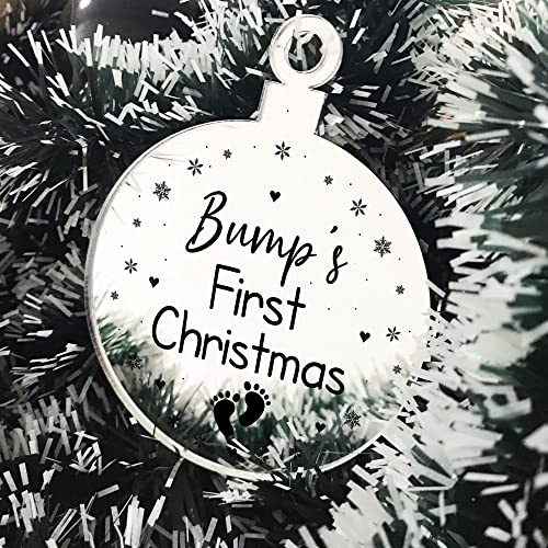 Bumps First Christmas Heart Decoration Acrylic Christmas Tree Baubles Mum To Be