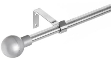 LOLAhome Set de Barra de Cortina Extensible de 160 a 300 cm, 2 escuadras y 2 terminales Plateado de Metal y plástico ABS