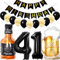 Conruich Decoración de Cumpleaños de 41 años Hombre Mujer, Globo de Foil Whisky Cerveza Vaso Globo de Vino Botella de Cerveza Deco, Gigante Número 41, Fiesta de Cumpleaños Kit para 41 años Mujer
