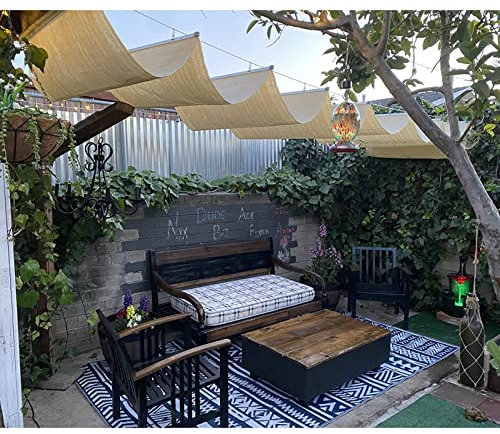 Extérieur Pergola Rétractable Couverture D'ombre, Tissus À Mailles l'eau Perméable, Faites Glisser Le Fil Auvent De Voile D'ombrage pour Tonnelle De Terrasse De Jardin (Couleur : Beige, Taille : 1x5