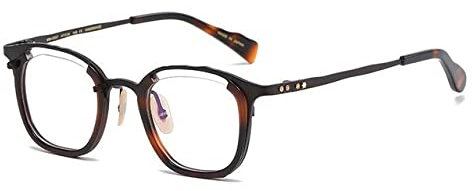 HCHES Herren-Brillengestell, Titan-Acetat-Brille, Einheitsgröße, Bernstein
