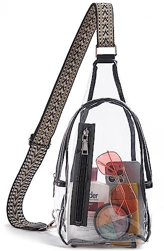 Telena Bauchtasche für Damen & Herren, Durchsichtig Tasche Transparente Crossbody Bag Klein Umhängetasche für Frauen Brusttasche Stylisch Sling Bag,Schwarz