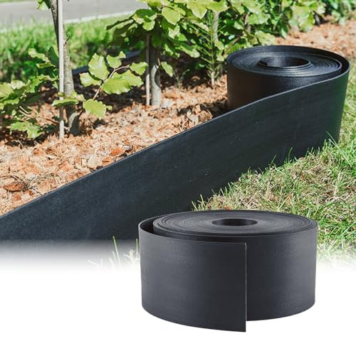 Rori Schwarze Rasenkante Rolle 10 m - Flexibele Rasenkante Kunststoff - Raseneinfassung - Beetumrandung - Rasenbegrenzung Lange Lebensdauer - Rasenkanten - 15 cm Hoch